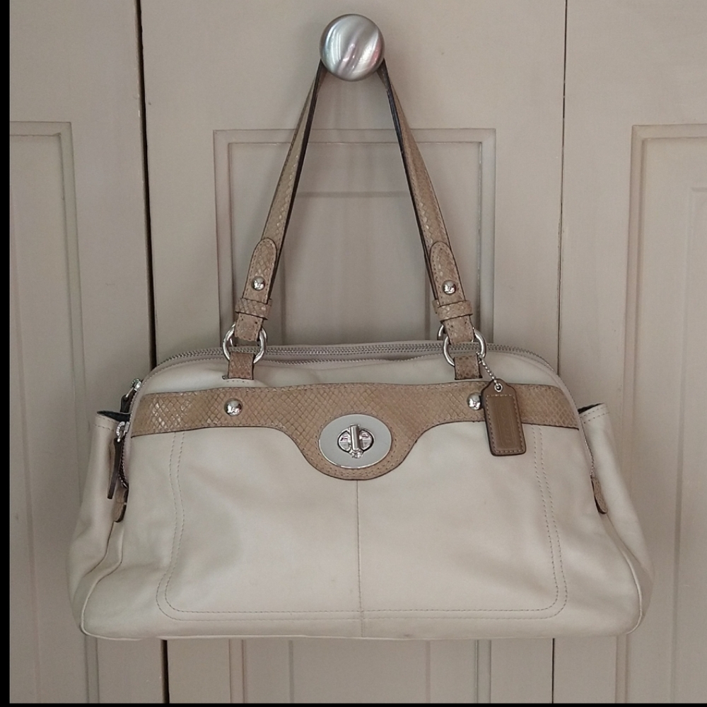 Final🌹Coach 👜Leather Handbag Double Handles Satchel Purse 👜